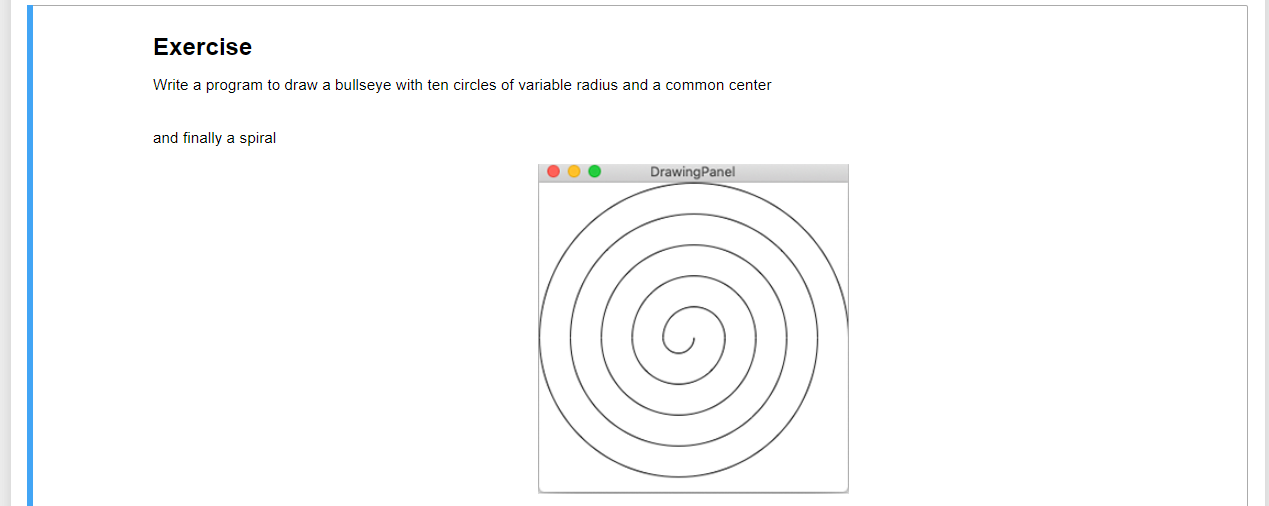 Solved Exercise Write a program to draw a bullseye with ten | Chegg.com