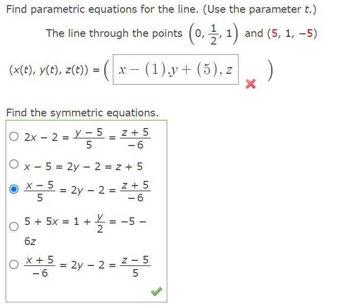 Solved Find a vector equation and parametric equations in t | Chegg.com