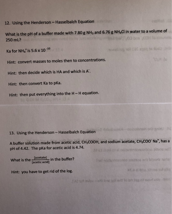 Solved 10. Buffers Write equations to show what happens