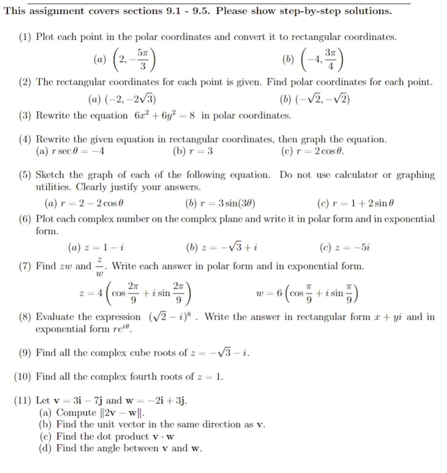 Solved This assignment covers sections 9.1 - 9.5. ﻿Please | Chegg.com