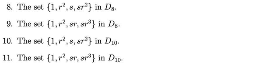 Solved For each of the following , a subset a group is | Chegg.com
