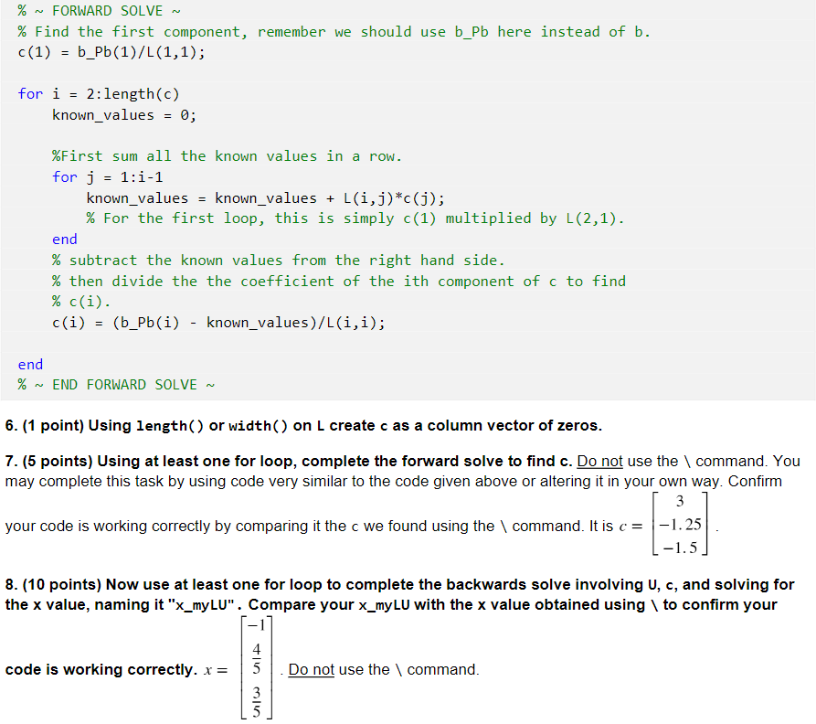 Solved % FORWARD SOLVE ~ % Find the first component, | Chegg.com