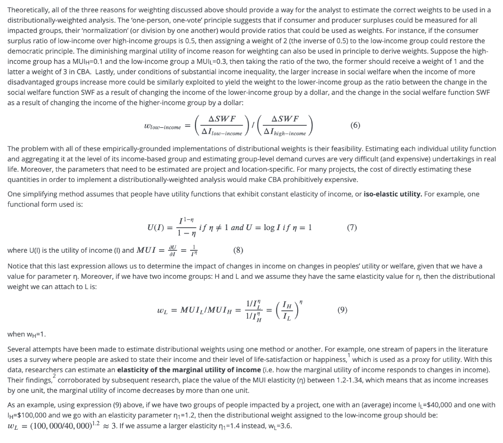 Solved Calculate the distributional weight that can be | Chegg.com
