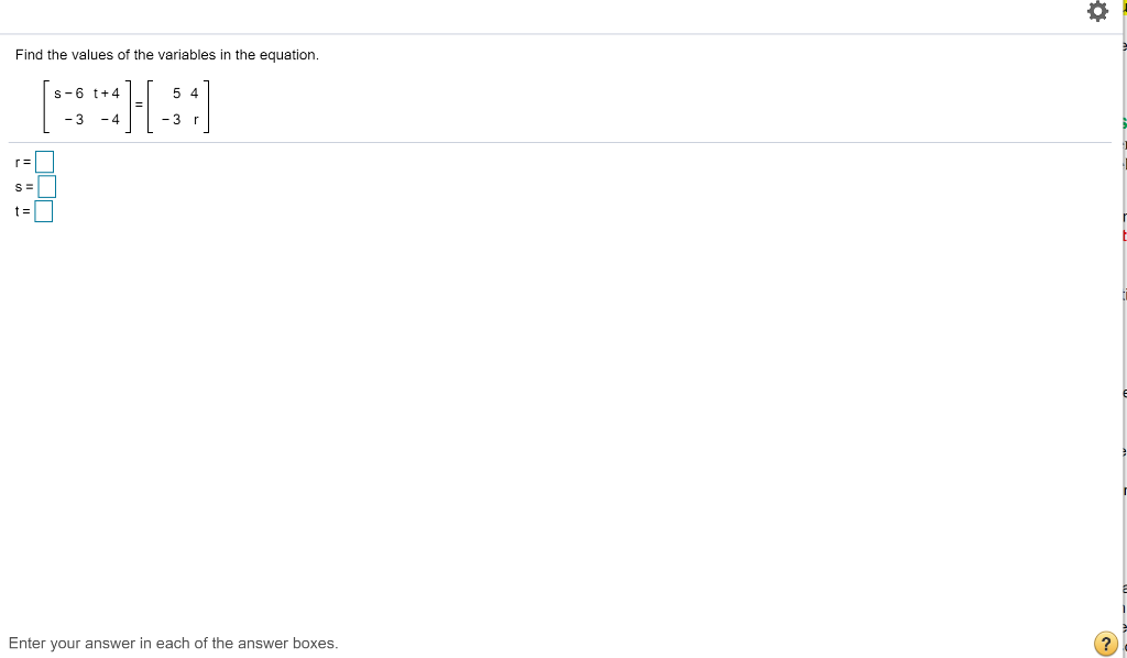solved find the values of the variables in the... Solved Find the values of the variables in the equation. S-6 | Chegg.com
