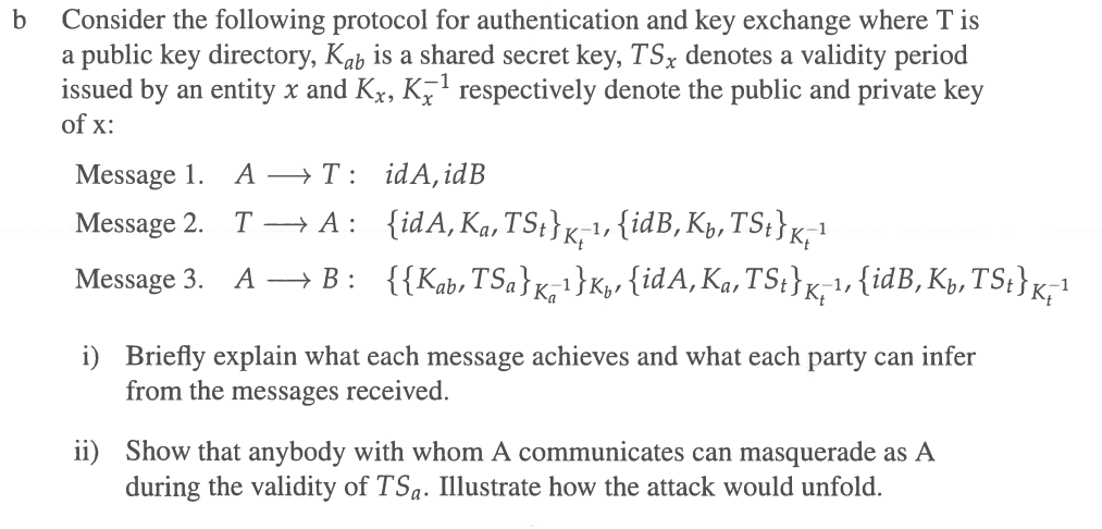 Solved Consider The Following Protocol For Authentication | Chegg.com