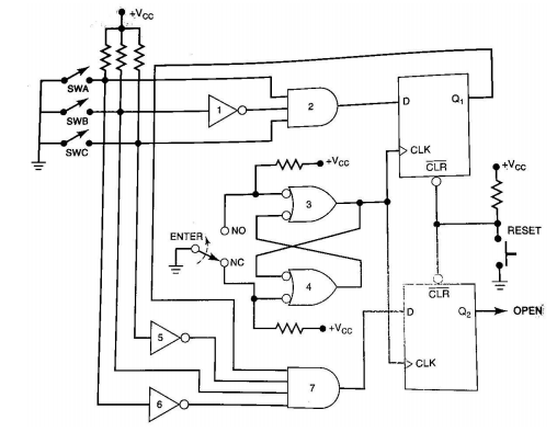 The following schematic is a simple digital lock. It | Chegg.com