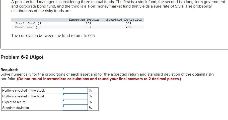 Solved A pension fund manager is considering three mutual | Chegg.com