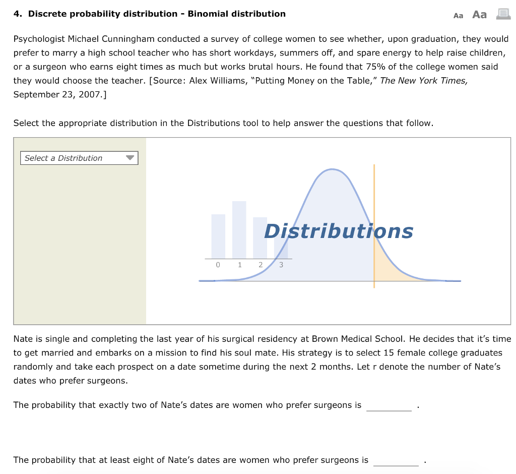 Solved 4. Discrete probability distribution - Binomial | Chegg.com