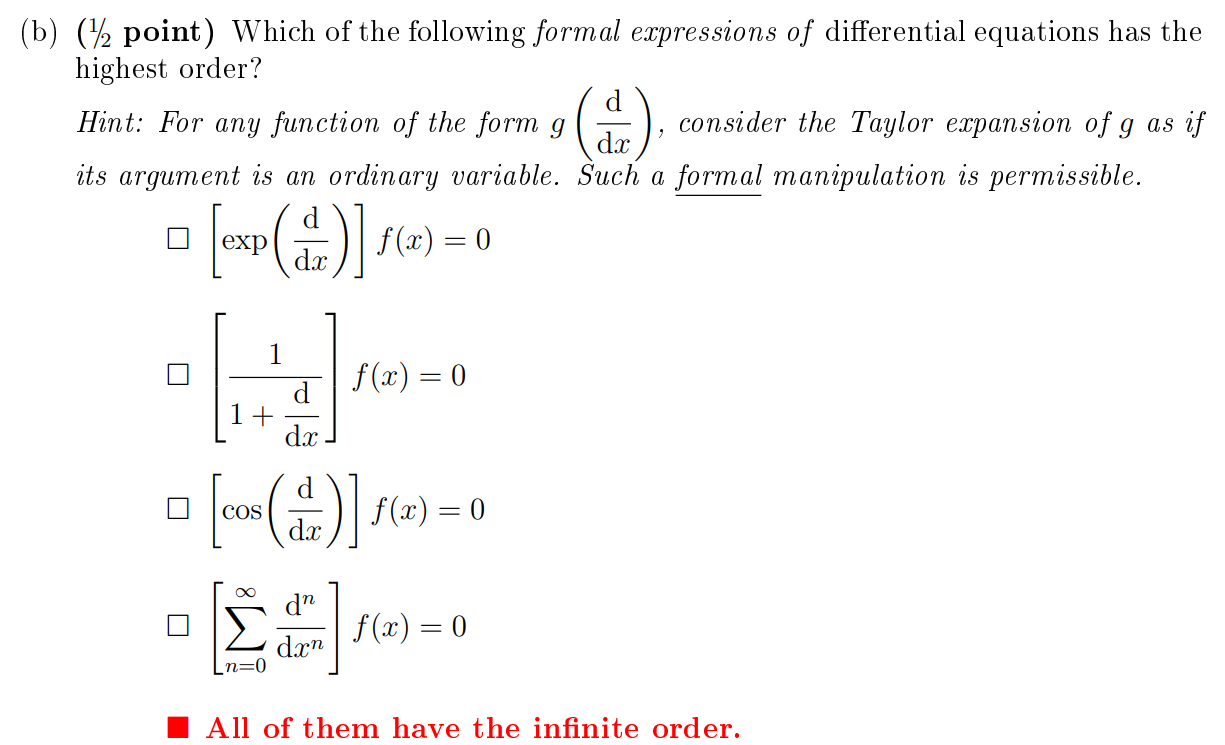 Solved (b) (1/2 ﻿point) ﻿Which Of The Following Formal | Chegg.com