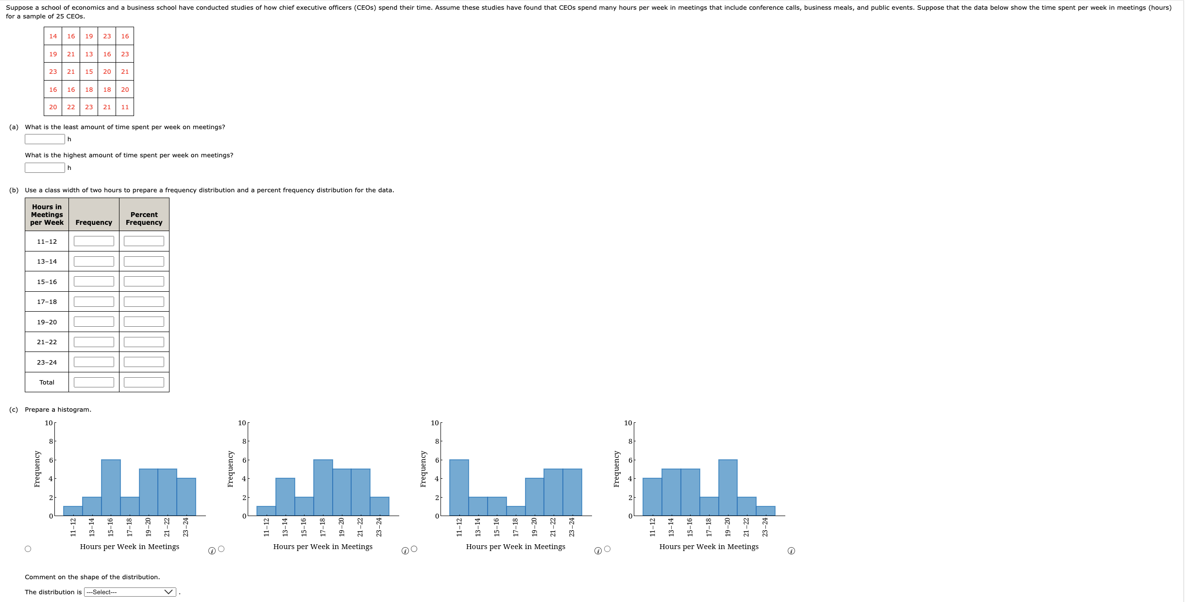 Solved (c) ﻿Prepare a histogram.(i)Comment on the shape of | Chegg.com