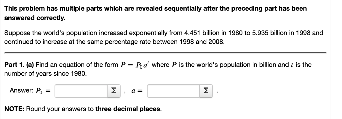 Solved This problem has multiple parts which are revealed | Chegg.com