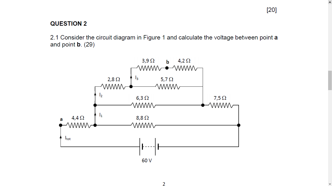 Solved [20] Question 2 2 1 Consider The Circuit Diagram In