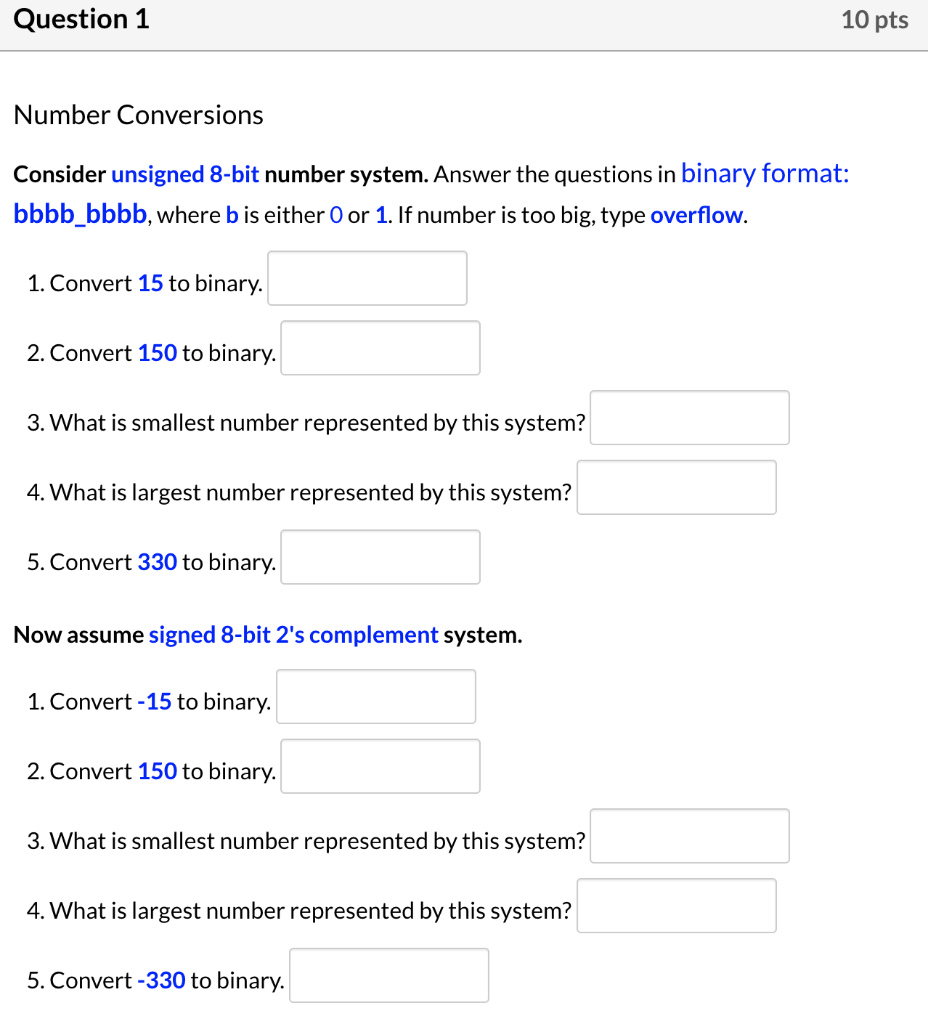 Solved Question 1 10 Pts Number Conversions Consider Chegg