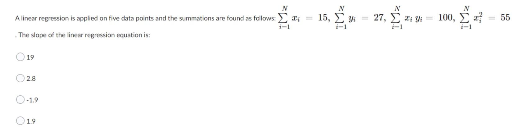 Solved N A linear regression is applied on five data points | Chegg.com