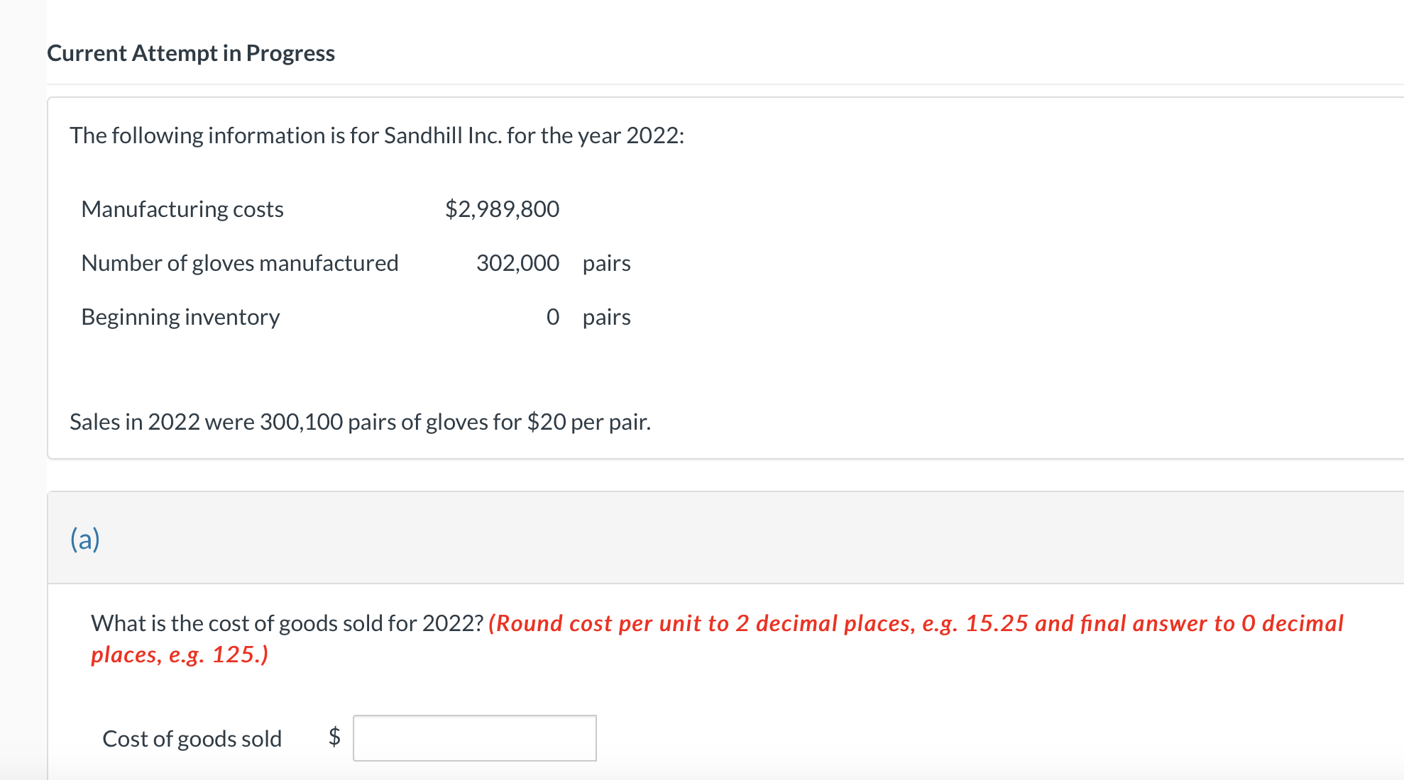 Solved Current Attempt in Progress The following information | Chegg.com