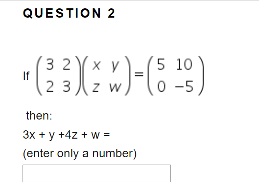 Solved Question 2 23xxx 5 3 2 X Y 23 Z W 5 10 0 5 The Chegg Com