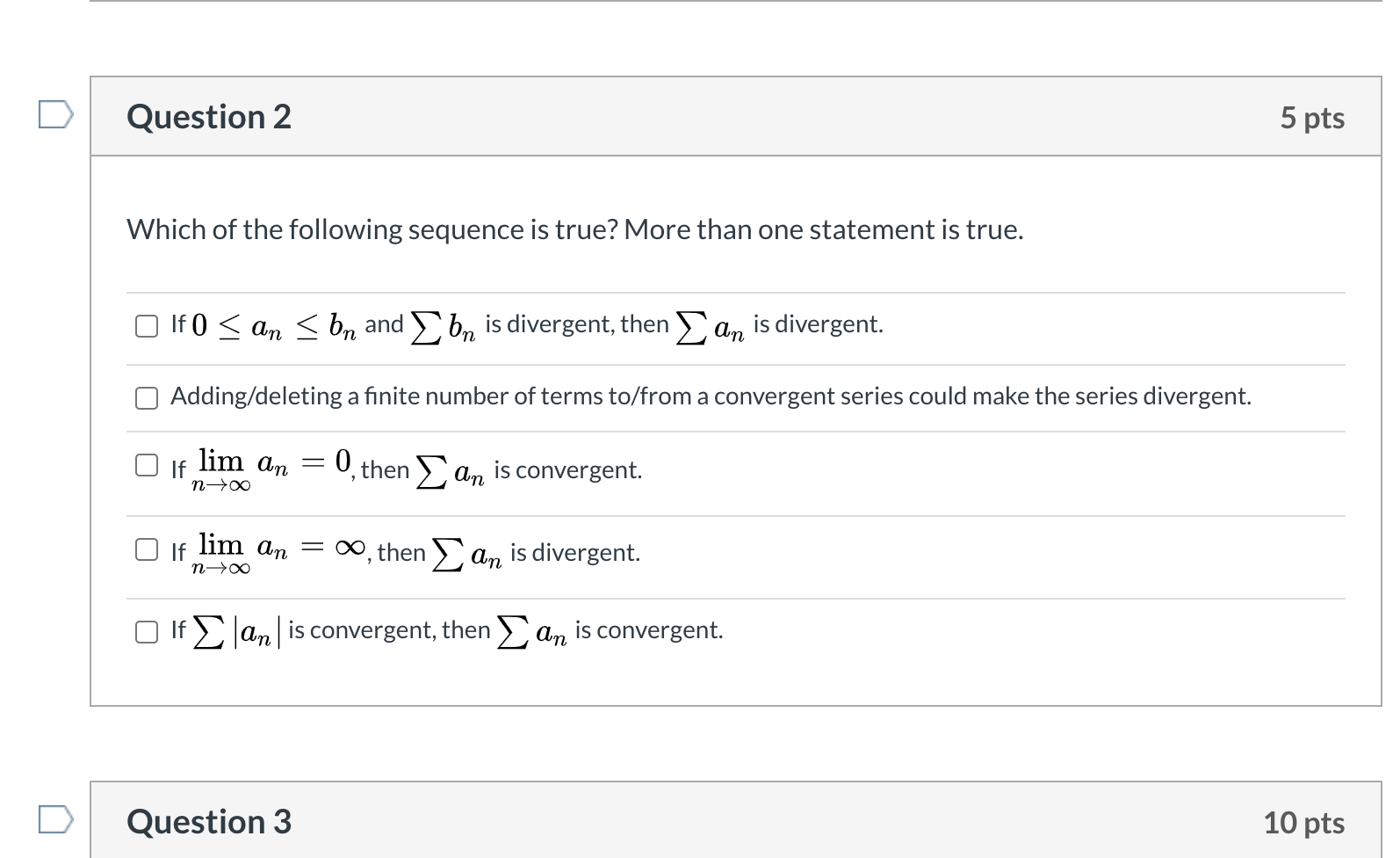Solved 5 pts 5.{inn} Question 1 Which of the following | Chegg.com