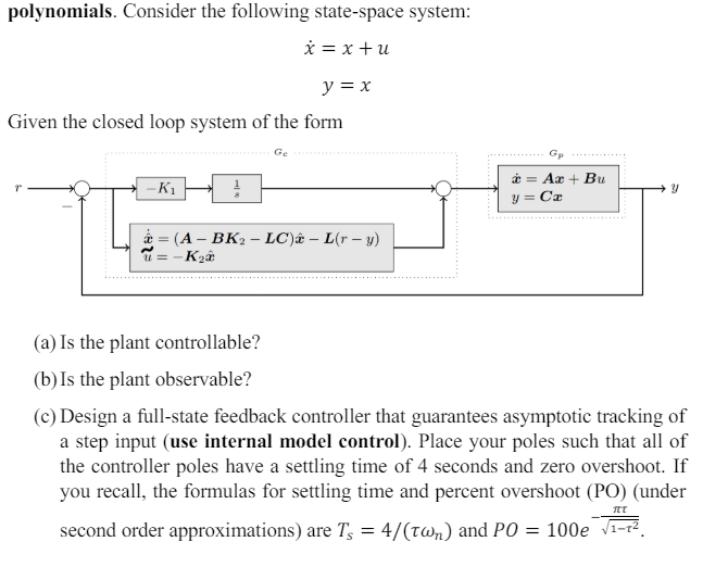 Solved Polynomials. Consider The Following State-space | Chegg.com