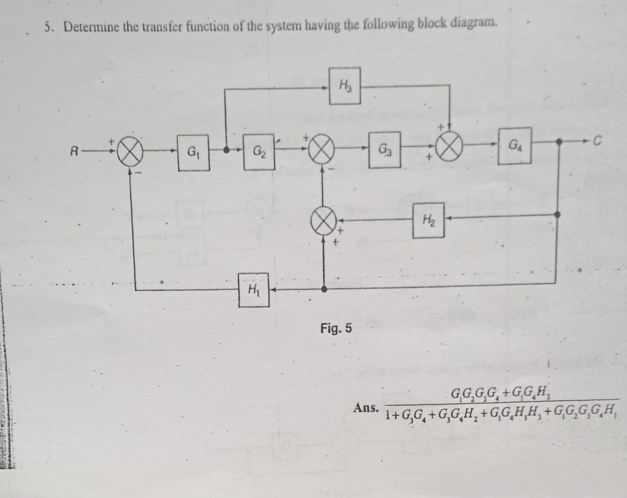 Solved 5. Determine the transfer function of the system | Chegg.com