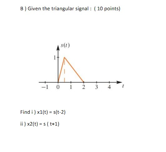 Solved B) Given the triangular signal : (10 points) $(t) 3 | Chegg.com