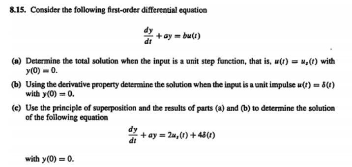 Solved 8.15. Consider the following first-order differential | Chegg.com