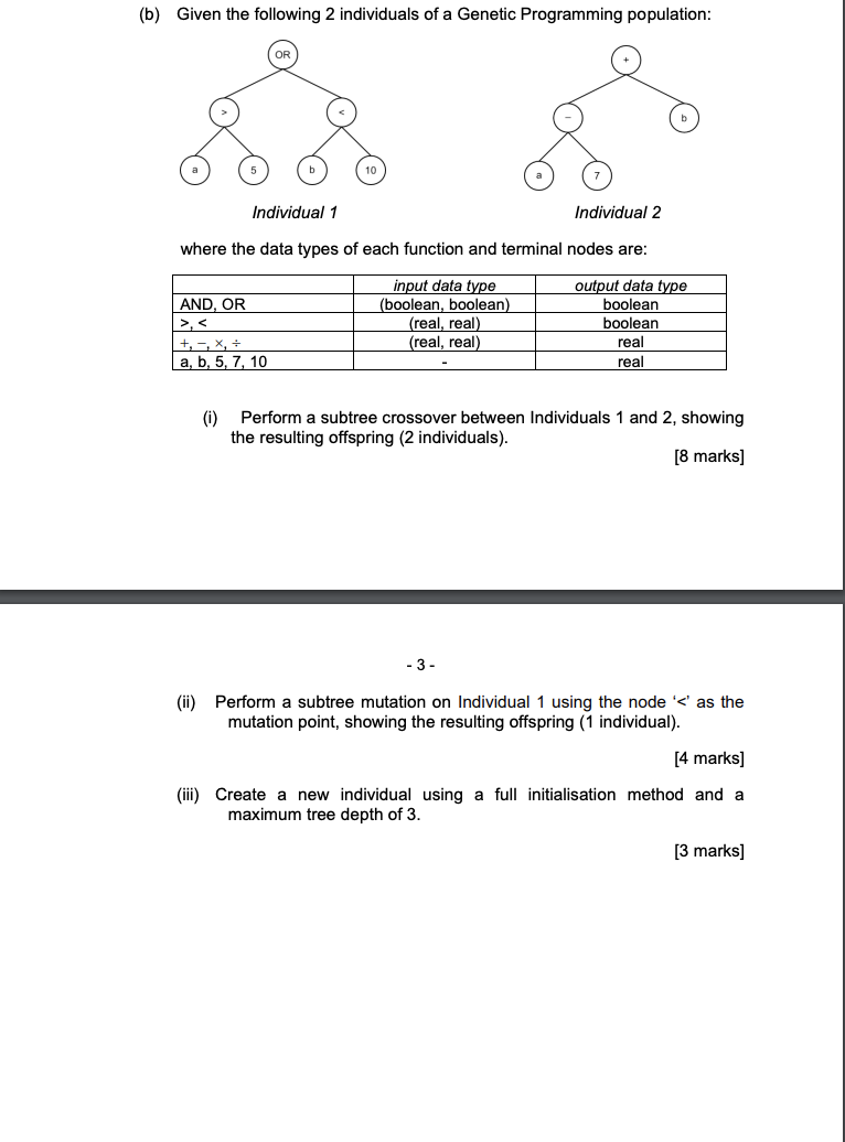 Solved (b) Given the following 2 individuals of a Genetic | Chegg.com
