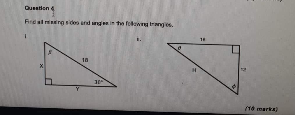 Solved Question 4 Find all missing sides and angles in the | Chegg.com