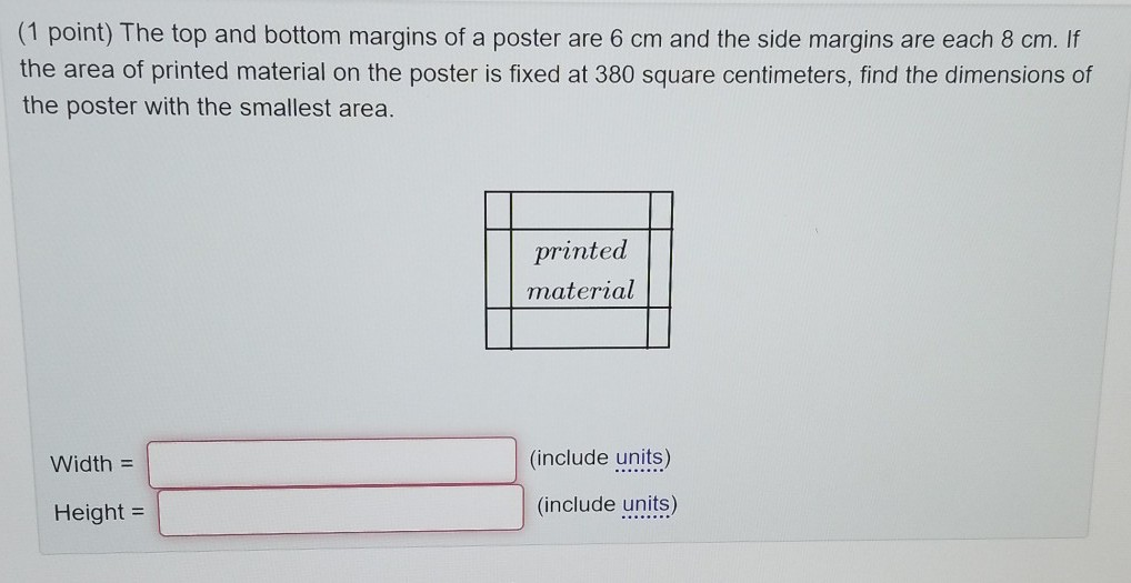 Solved (1 point) The top and bottom margins of a poster are