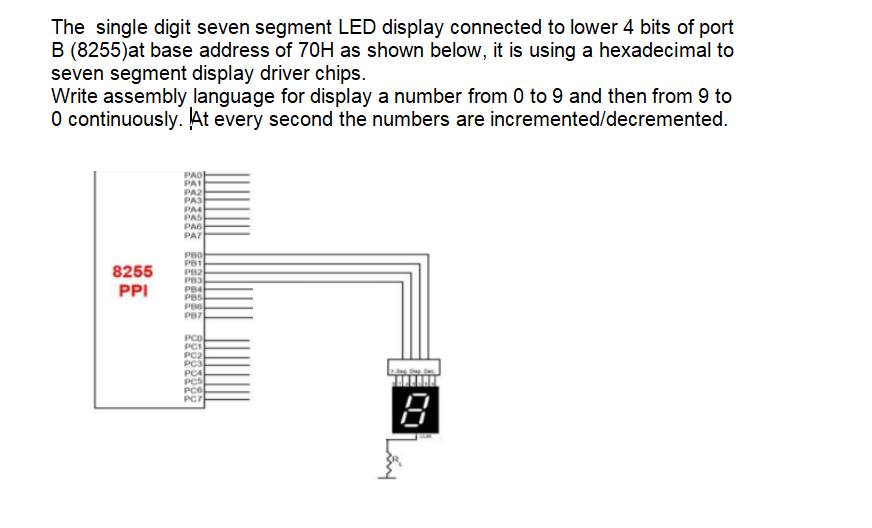 Solved The single digit seven segment LED display connected | Chegg.com