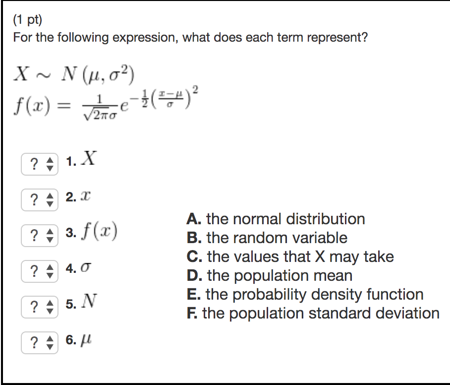 Solved (1 pt) For the following expression, what does each | Chegg.com