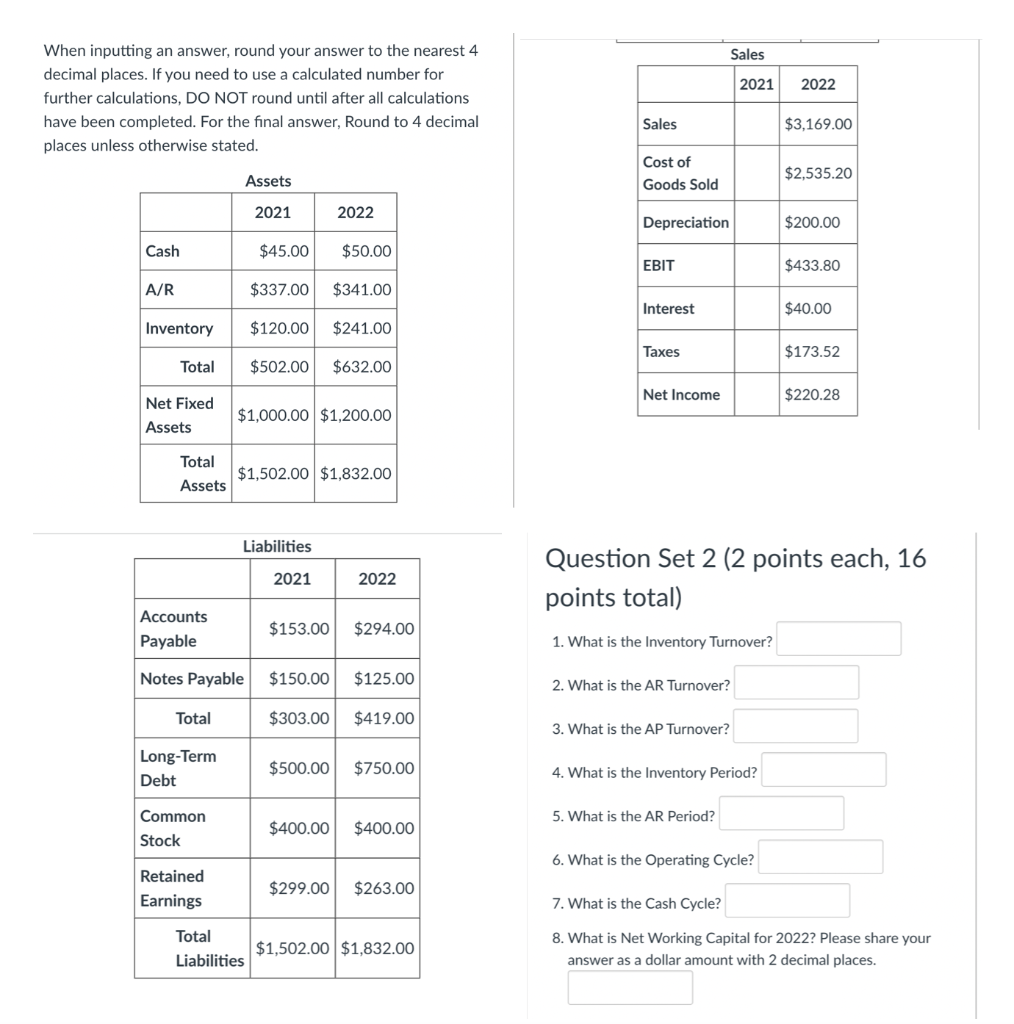 Solved When inputting an answer, round your answer to the | Chegg.com