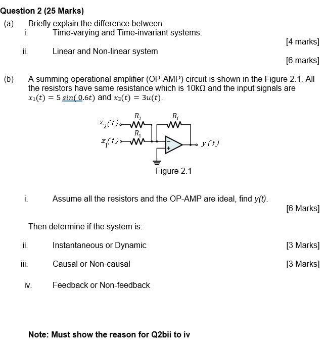 Solved Question 2 (25 Marks) (a) Briefly Explain The | Chegg.com