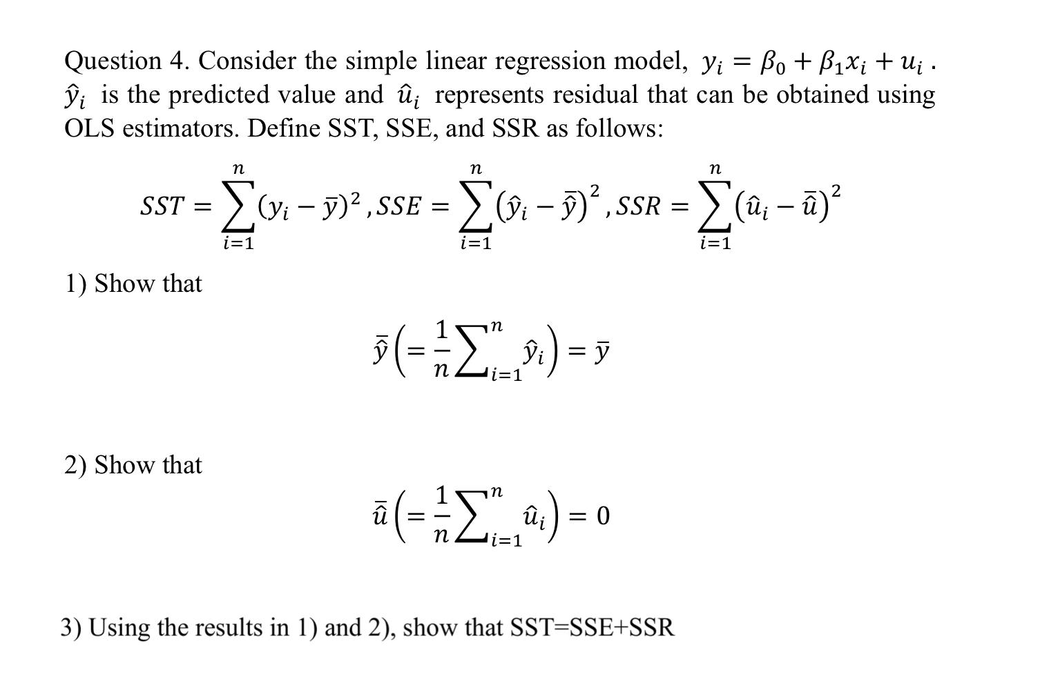 Solved Question 4. Consider The Simple Linear Regression | Chegg.com ...