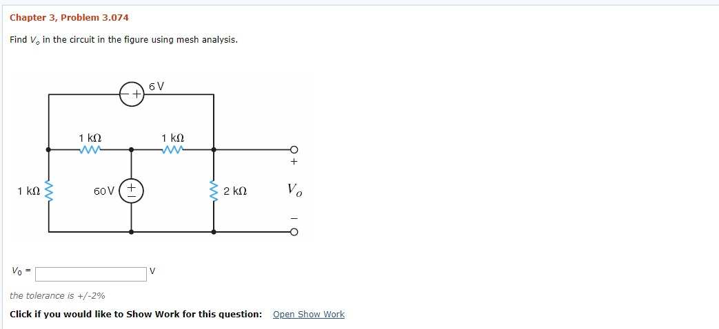 Solved Chapter 3, Problem 3.074 Find V, in the circuit in | Chegg.com