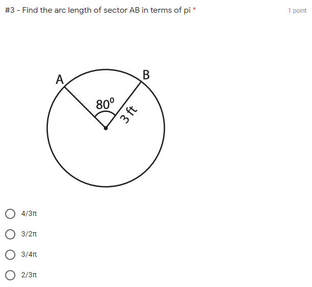 Solved #3 - Find the arc length of sector AB in terms of pi* | Chegg.com
