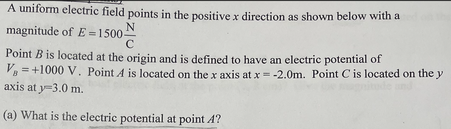 Solved A uniform electric field points in the positive x | Chegg.com