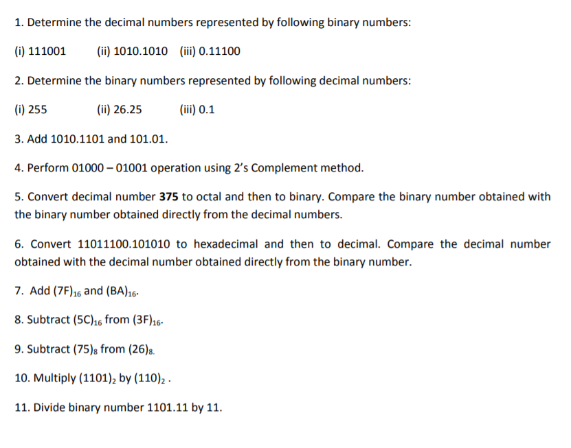 Solved 1. Determine the decimal numbers represented by | Chegg.com