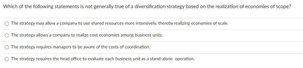 Solved Which of the following statements is not generally | Chegg.com