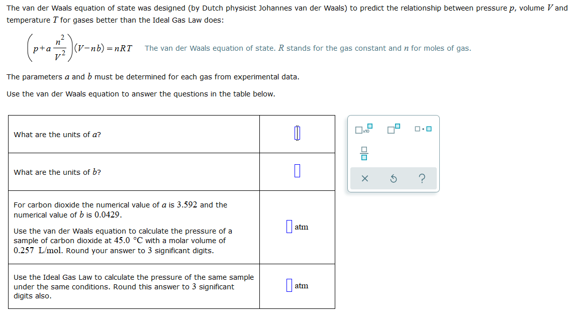 Solved The van der Waals equation of state was designed (by | Chegg.com