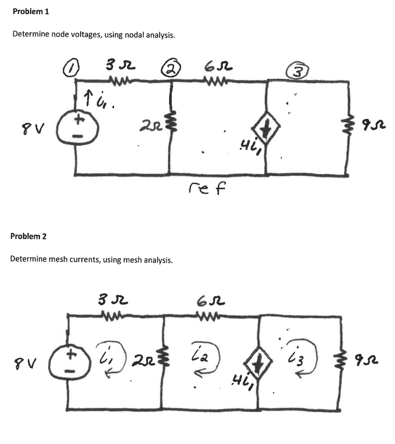 Solved Problem 1 Determine node voltages, using nodal | Chegg.com