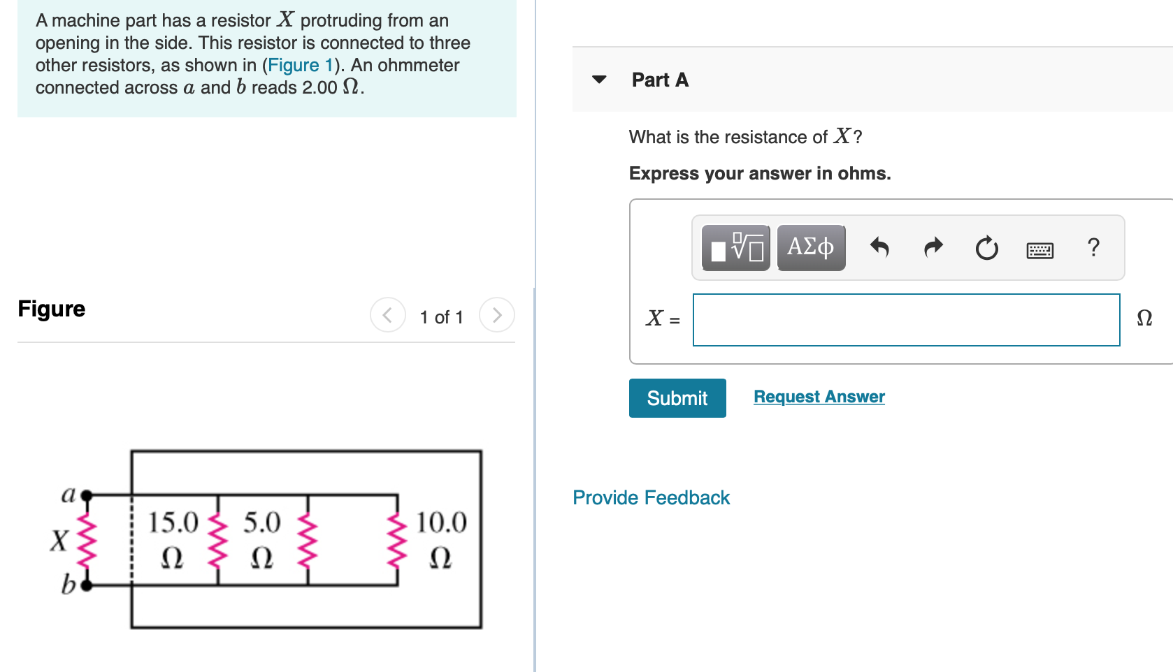 Solved A machine part has a resistor X protruding from an