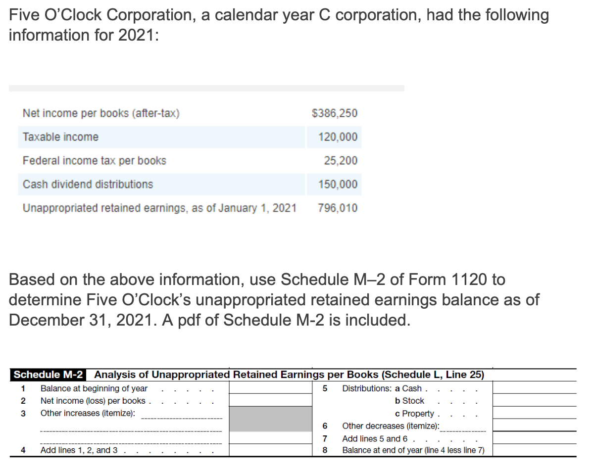 Five O'Clock Corporation, a calendar year C