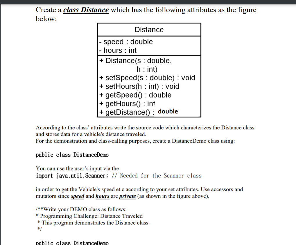 Solved Create a class Distance which has the following | Chegg.com