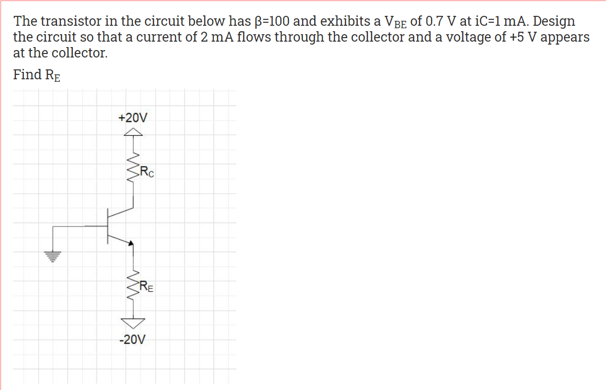 Solved The Transistor In The Circuit Below Has B=100 And | Chegg.com