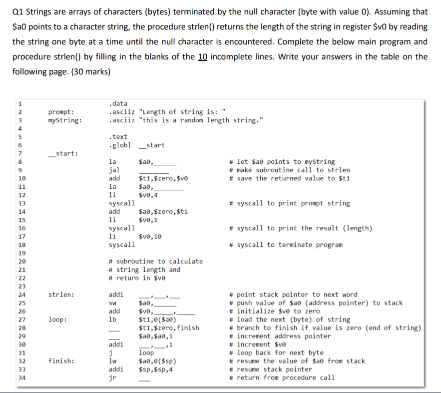 Solved Q1 Strings are arrays of characters (bytes) | Chegg.com