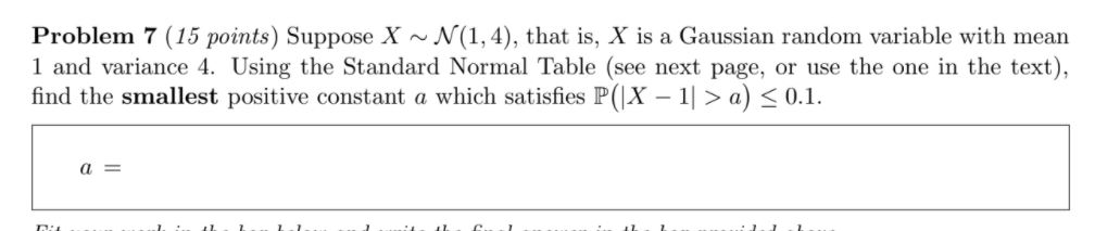 Solved Problem 7 15 Points Suppose X ~ N 1 4 That Is X