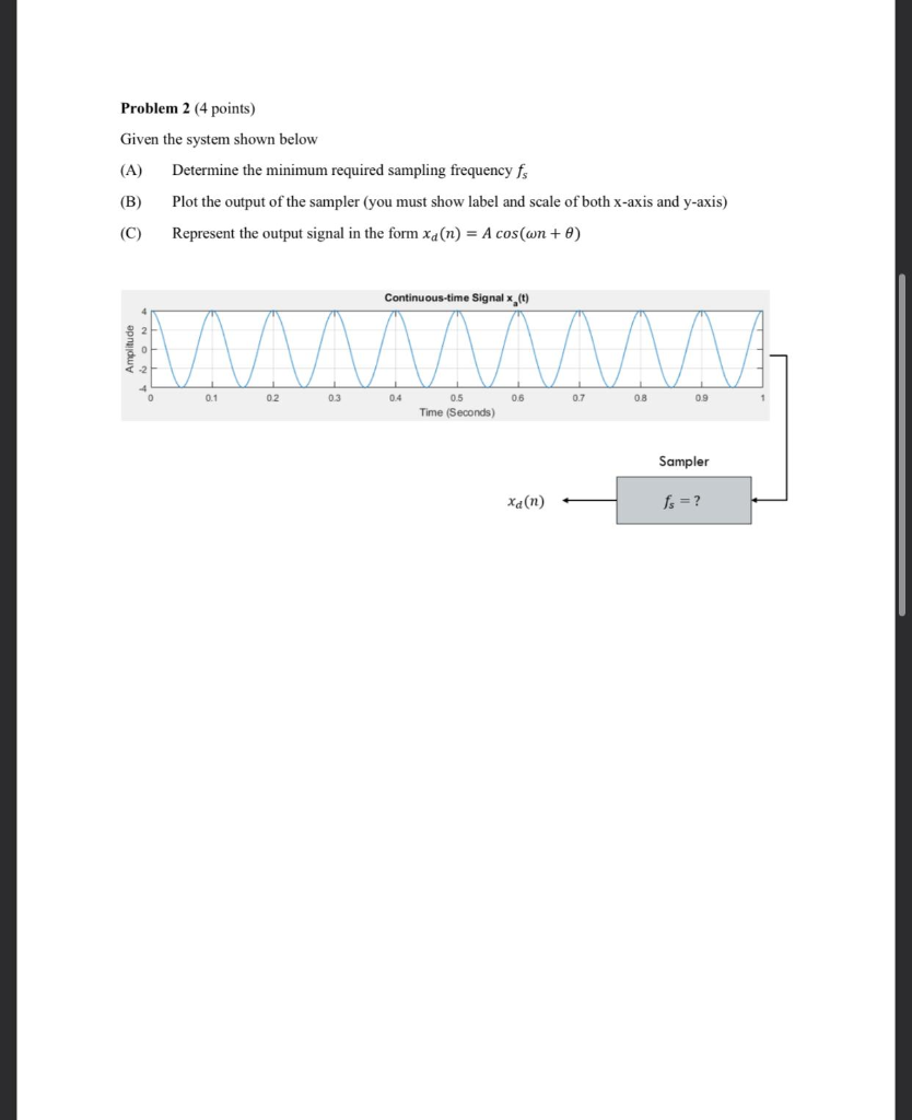 Solved Problem 2 (4 points) Given the system shown below (A) | Chegg.com