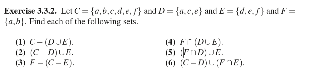 Solved Exercise 3.3.2. Let C = {a,b,c,d,e,f} And D = {a, C, | Chegg.com