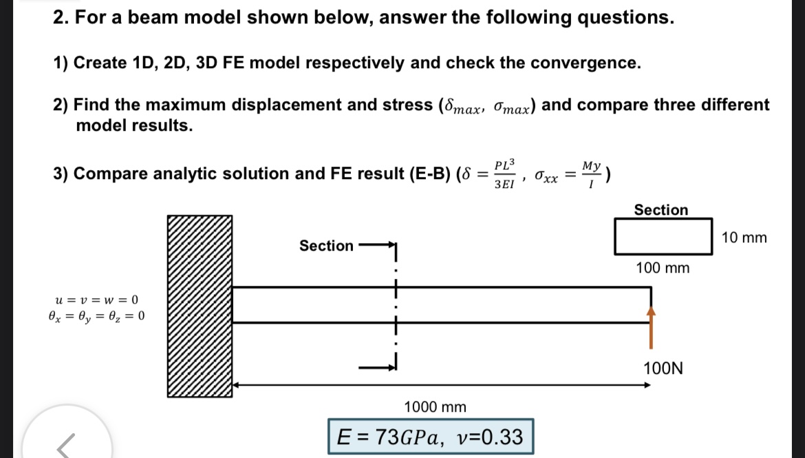 Solved 2. For a beam model shown below, answer the following | Chegg.com