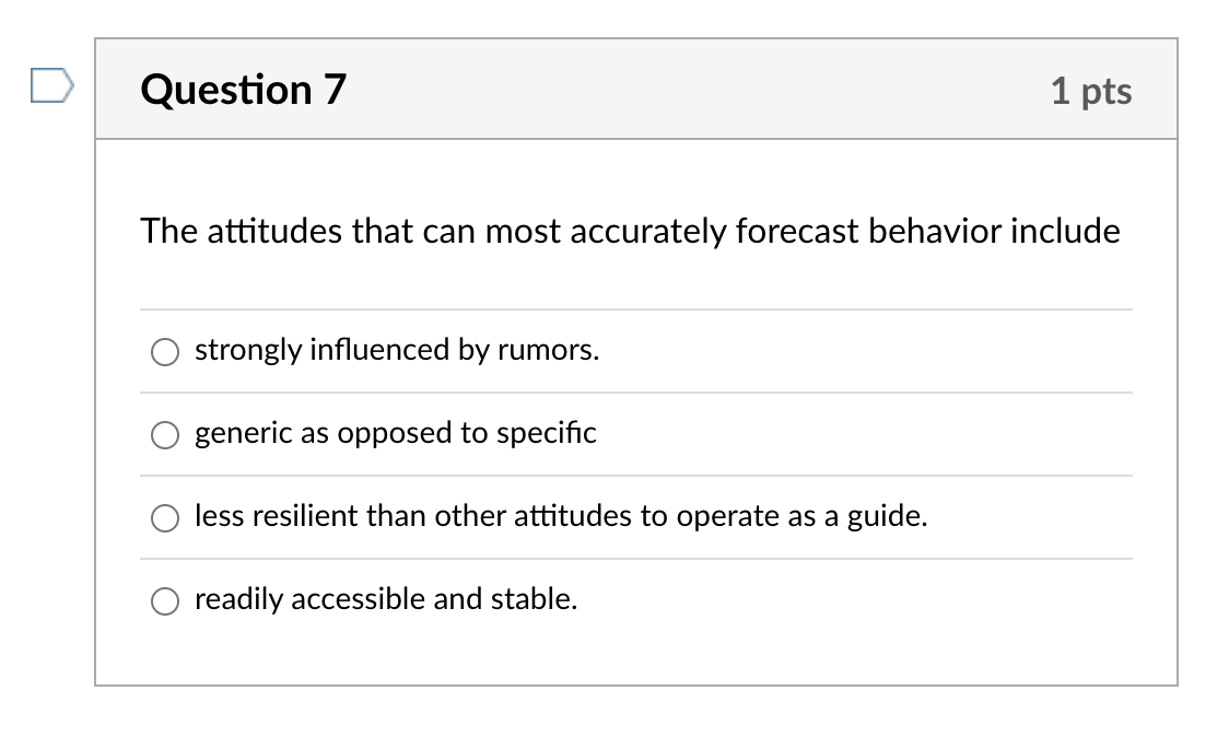 Solved The attitudes that can most accurately forecast | Chegg.com